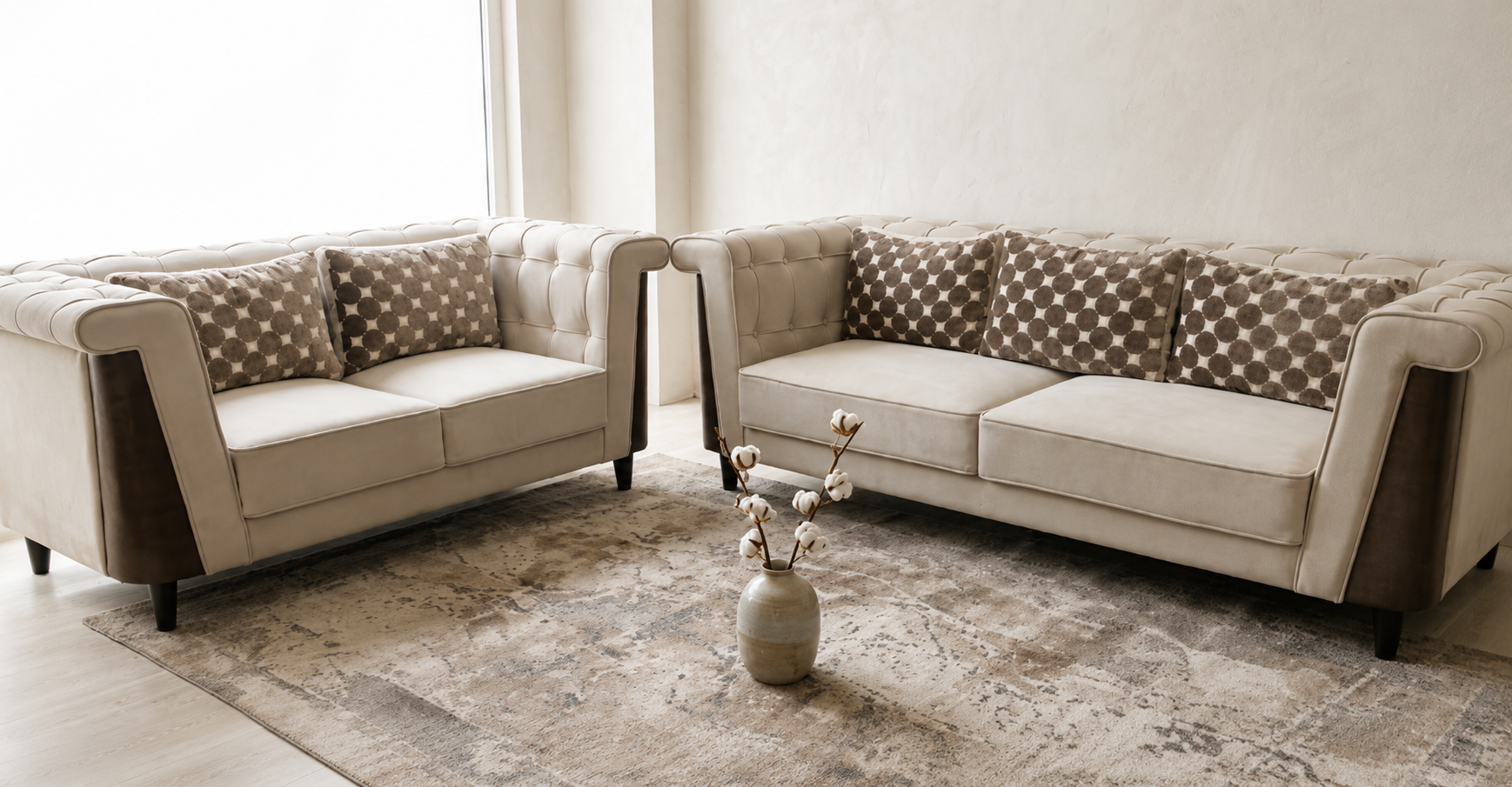 Cozy sofa with cushions