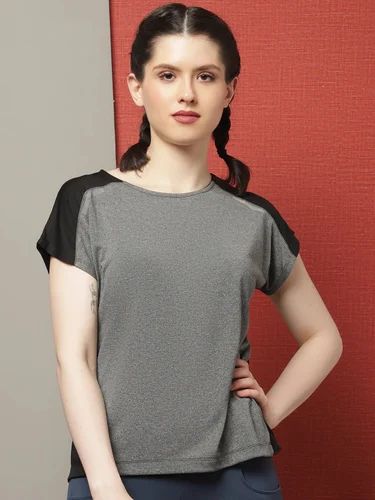 Half Sleeve Women Antibacterial Sports T Shirt, Size: Large