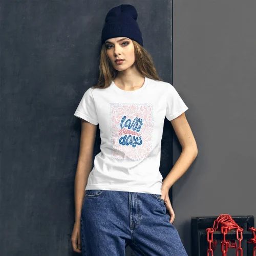 Printed Lazy Summer Women Short Sleeve T Shirt, Size: Medium