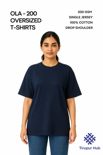 Navy Blue Oversized T Shirt for Women 200 GSM 100% Cotton Drop Shoulder