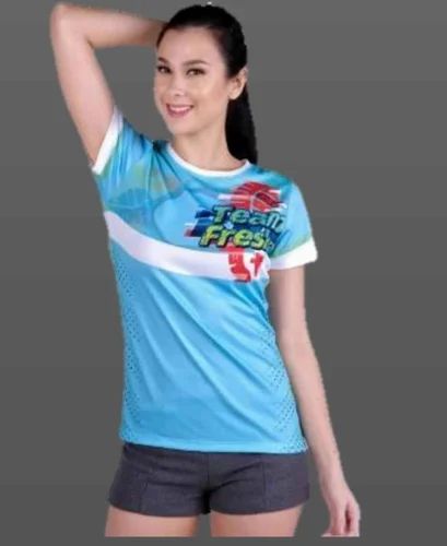 Half Sleeve Sublimation Printed Ladies Sports Medium T Shirt, Casual Wear
