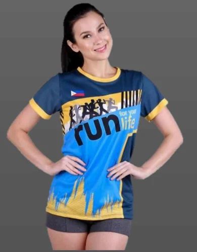 Half Sleeve Sublimation Printed Ladies Sports Printed T Shirt, Casual Wear, Size: Medium