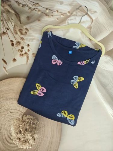Printed Dark Blue Cotton Maternity T Shirt