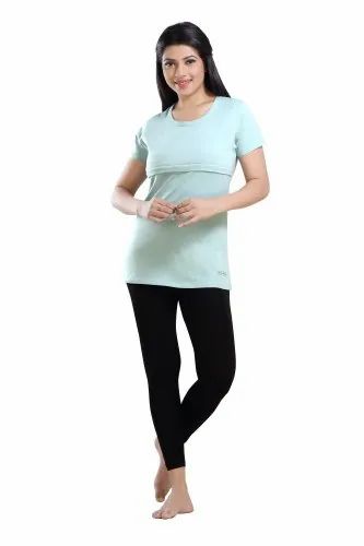 Half Sleeve Round Rovars Ice Blue Maternity T-Shirt