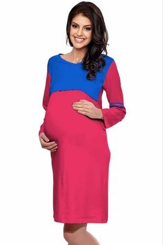 Full Sleeve Round Maternity Ladies T-Shirts, Size: Medium