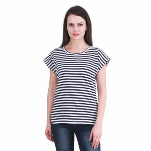 Ladies Cotton Striped T Shirt