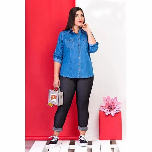 Georgette Blue Women Western Shirt