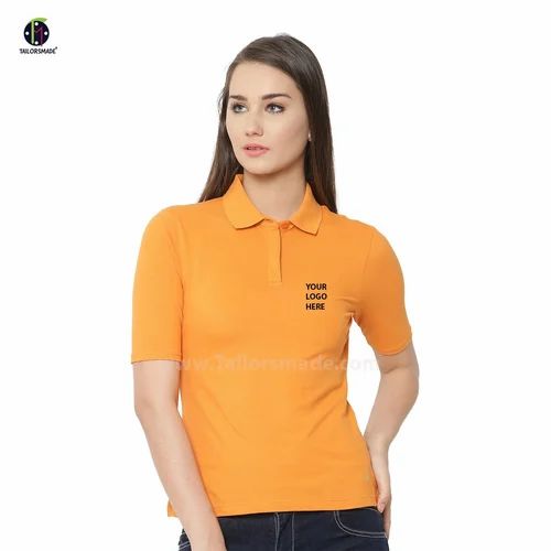 Half Sleeve Casual Wear Premium Women's Collar T-Shirts with Custom Logo Printing, Size: Large