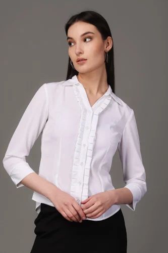 Ladies White Crepe Shirt THIRD PARTY GARMENT MANUFACTURING