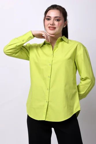 Plain Ladies Formal Green Shirt