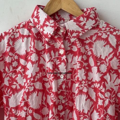 Block Printed Cotton Summer Woman Shirt