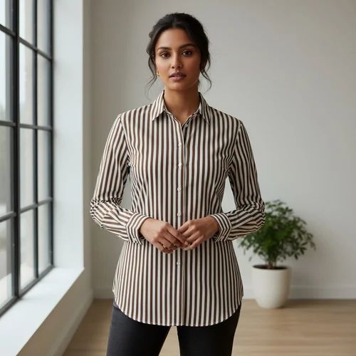 Ladies Striped Printed Cotton Shirts