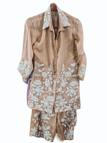 Printed Blue Ladies Shirt And Trouser, Semi-formal