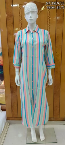Printed Multicolor Ladies Long Shirt, Casual