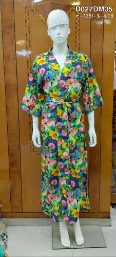 Jisha Kaftan Ladies Kimono Dress - Floral Print Polyester (Free Size)