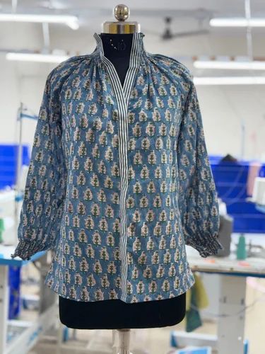 Hand Block Printed Cotton Shirts, Size: Medium