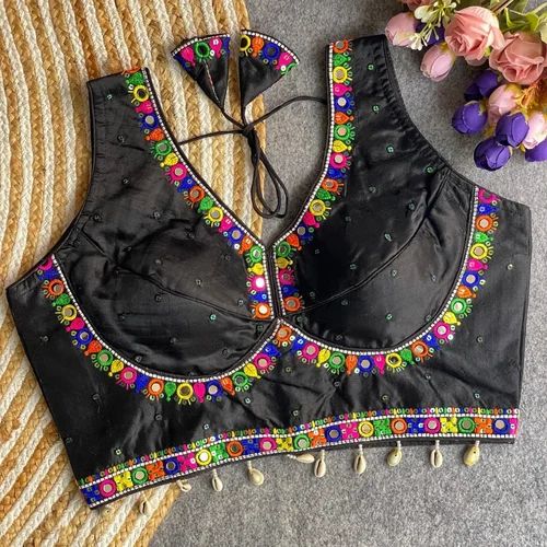 Festival Wear Silk With Thread And Mirror Work Blouse