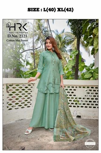 Exclusive Soft Roman Silk With Hand Work Kurti Plazzo And Duptta