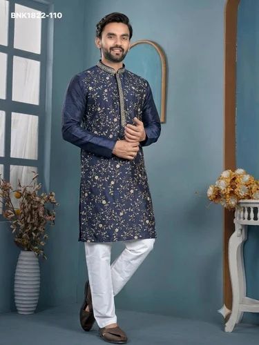 Embroidered Silk Men's Kurta Pajama
