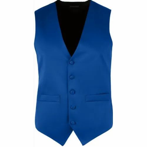 Cotton Sleeveless Men Royal Blue Men Waistcoat