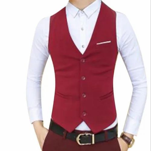 Party Wear Plain Cotton Men Designer Waistcoat