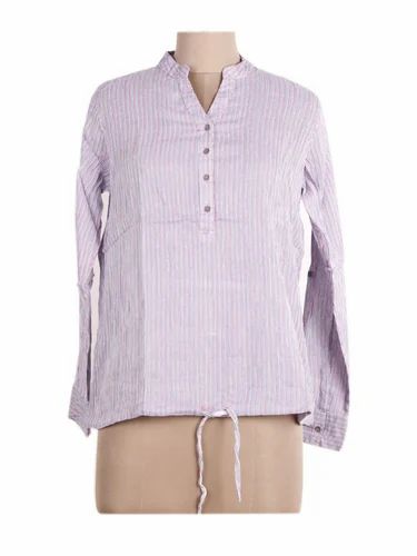 Ladies Cotton Stripe Shirt Top, Size: S & XL