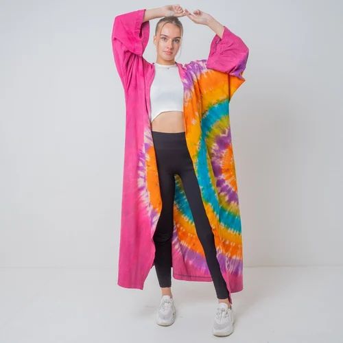 Ladies Tie Dye Print Kimono Dress