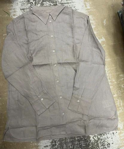 L Gray Ladies Linen Shirt