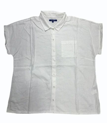 S Milky White Ladies Linen Shirt