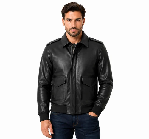 Men's black Bomber Leather Jackets