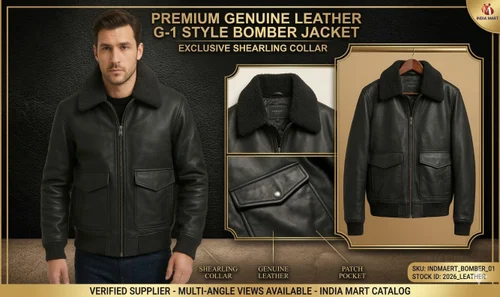 Mens Leather Bomber Jacket