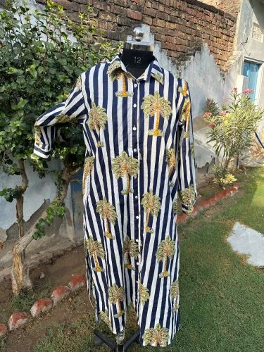Printed White Women Long Shirt