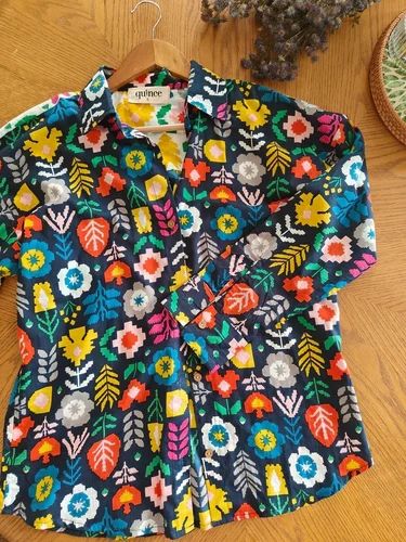 Floral Long Shirt, Cotton