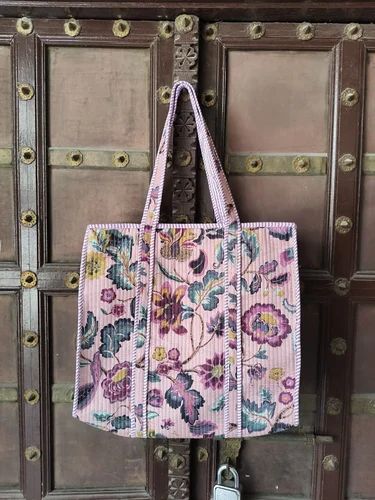 Ladies Cotton Quilted Tote Bag Designer Printed Shoulder Bag