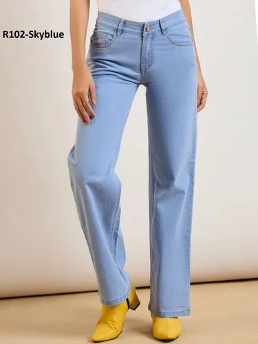 RD102 Women Beryl Blue Straight Fit Heavy Fade Romance Ramble Slit Jeans