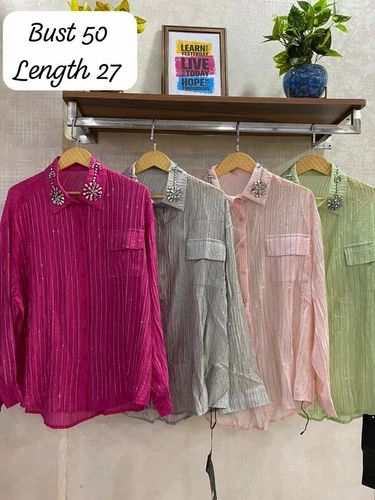 Pink Ladies Silk Shirt, Size: XL