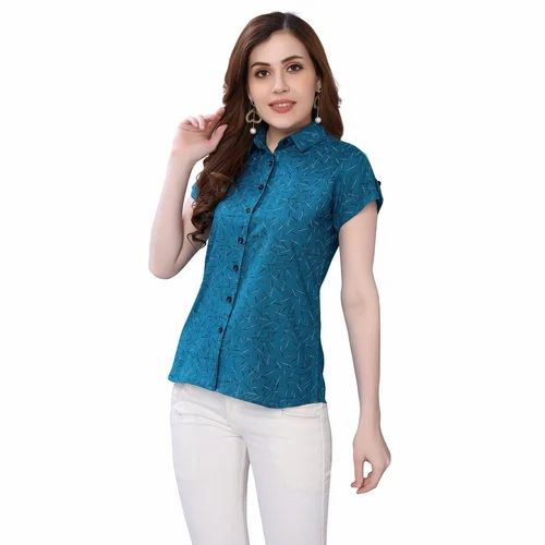Malai Silk Printed Ladies Shirt 168TK2865