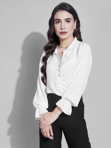 Satrani White Full Sleeve Ladies Shirt 392TK293