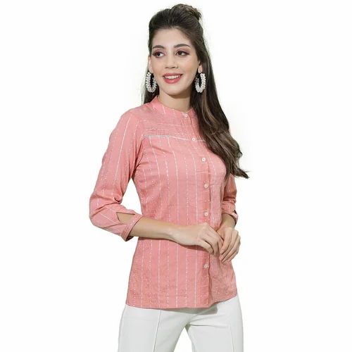 Pink Cotton Striped Shirt 344TK6082