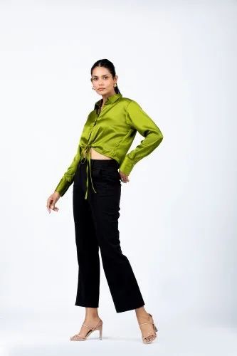 Plain green Women Western Shirt