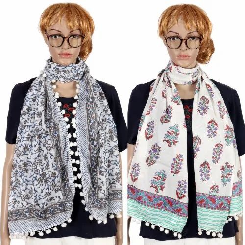 Cotton Hand block Printed Scarves