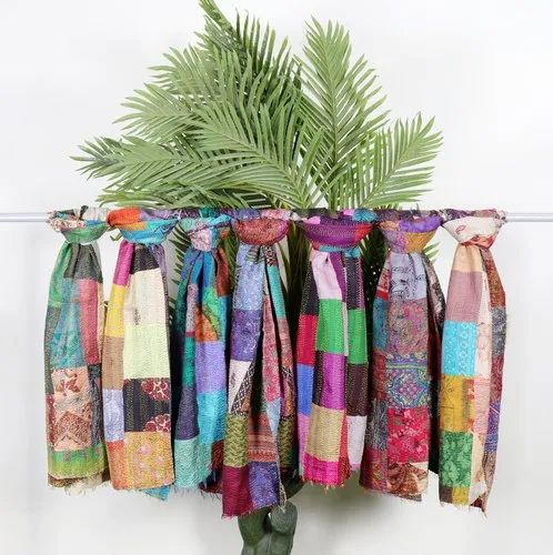 Vintage Silk Multi Patch Kantha Scarf