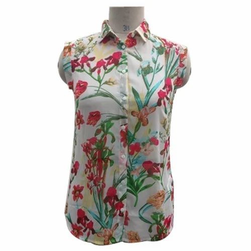 Floral Print Sleeveless Shirt