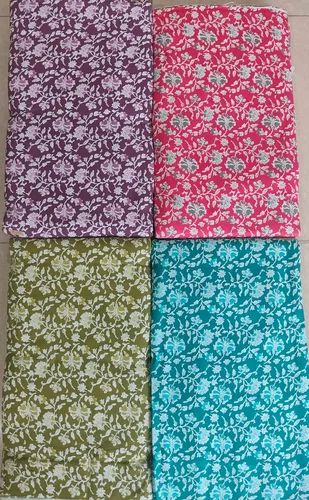Floral Print Cotton Kurti Fabric (40x40, 44 Inch Width)