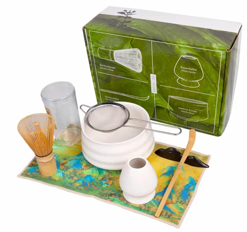 SustainGo Japanese Matcha Tea Ceremony Whisk Set 7pcs Accessories Bowl Holder Bamboo Whisk