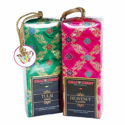 Immunity For Her Tea - Kashmiri Kahwa and Tulsi Adrak Tea - Flavoured Tea for women in Brocade Bags
