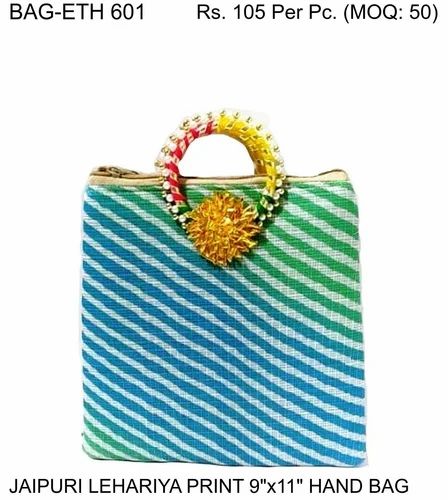 JAIPURI LEHARIYA PRINT SILK 9"x11" MINI HAND BAG 601