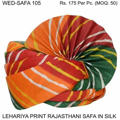 JAIPURI LEHARIYA PRINT RAJASTHANI SAFA IN DUPION SILK 175