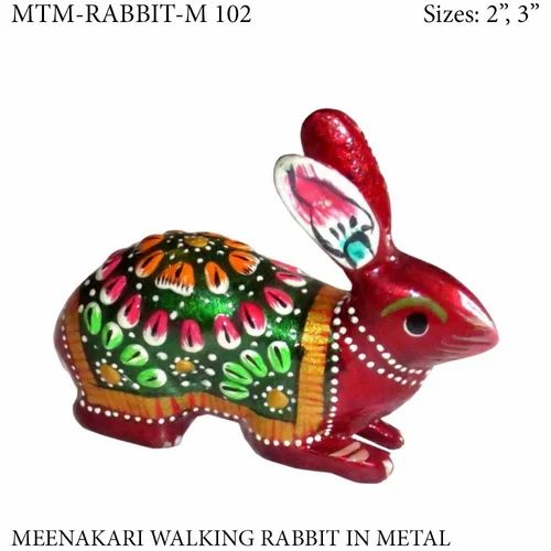 MEENAKARI HAND PAINTED WALKING RABBIT IN METAL 102
