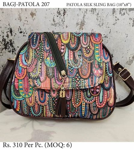 Women PATOLA SILK 10"x8" SLINGBAG 207, PU LEATHER
